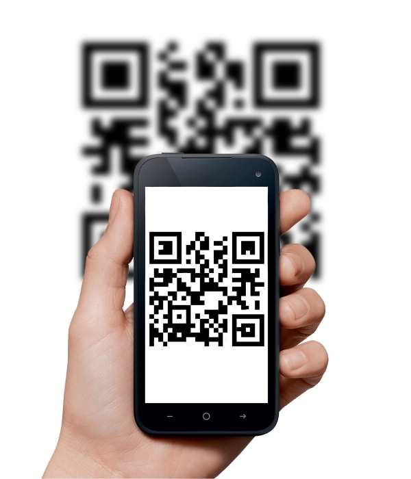 hand of a person scanning a QR code on his smart phone